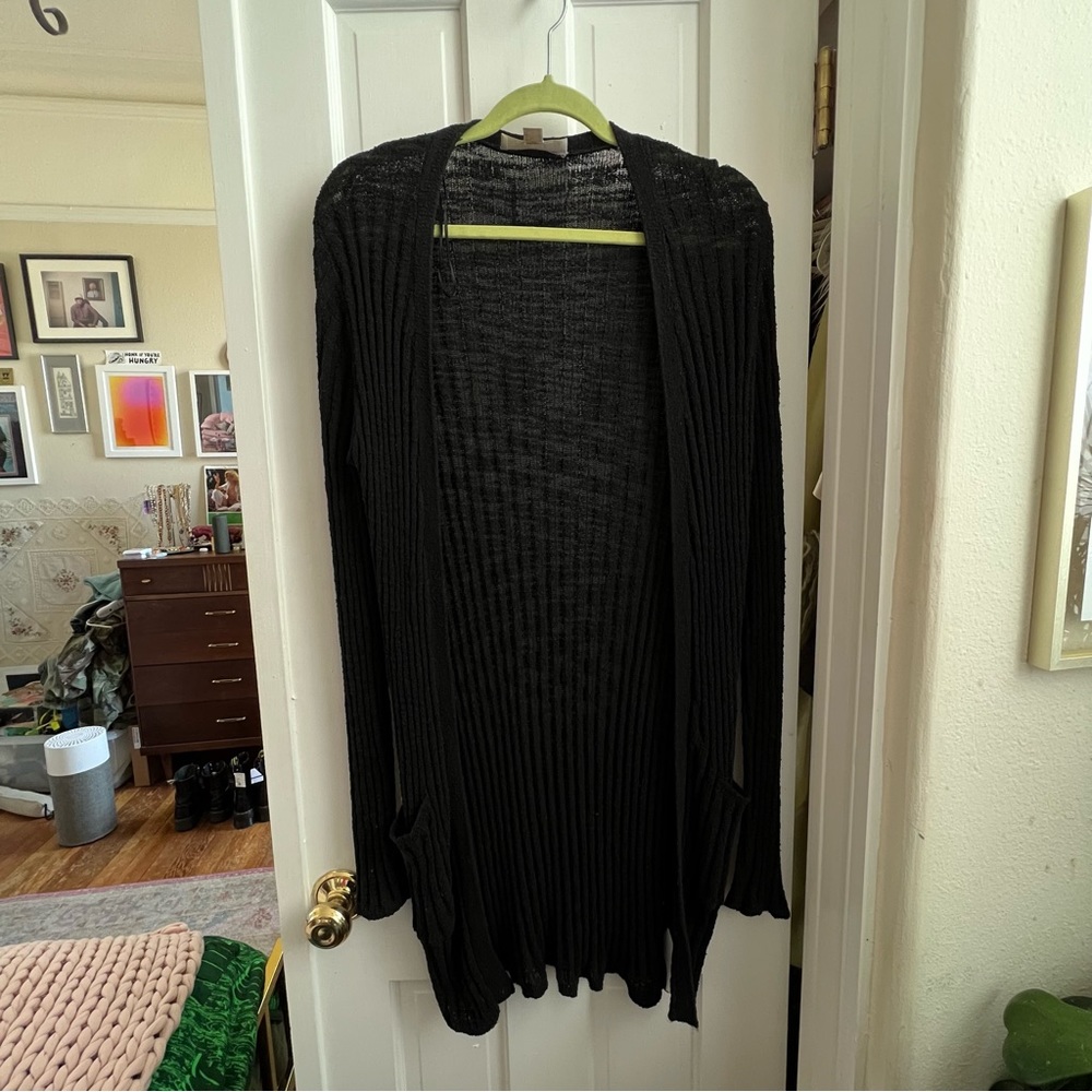 Michael Kors Long Black Loose Knit Cardigan